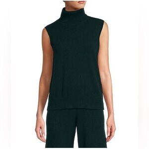 ANTONIO MELANI Green Cashmere Sleeveless‎ Turtleneck Sweater Minimalist Luxury